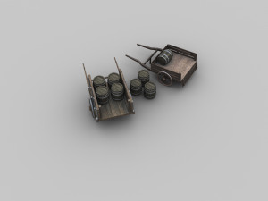 wooden cart pack 3D Model