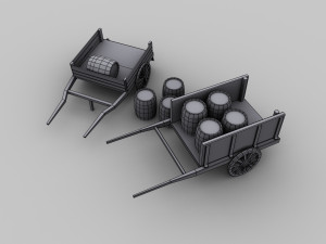 wooden cart pack 3D Model