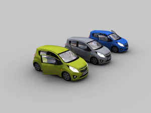 chevrolet spark lowpoly Model 3D