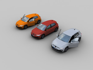 vw golf low-poly 3Dモデル