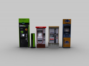 ticket machin pack low-poly Modelo 3D