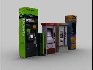 ticket machin pack low-poly 3D Model