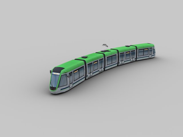 Low Poly Tram 13 3D Model .c4d .max .obj .3ds .fbx .stl .blend 