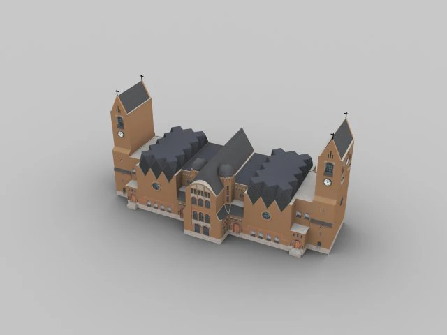 교회 lowpoly2 3D 모델 .c4d .max .obj .3ds .fbx .stl .blend 