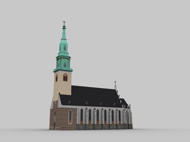 Kirchen-Lowpoly 3D Modell .c4d .max .obj .3ds .fbx .stl .blend 