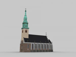 Kirchen-Lowpoly 3D Modell