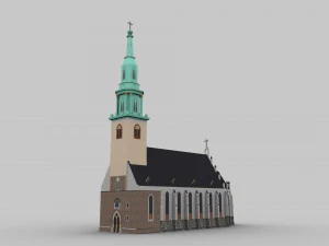Kirchen-Lowpoly 3D Modell