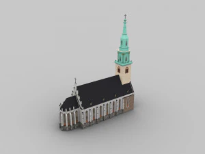 Kirchen-Lowpoly 3D Modell
