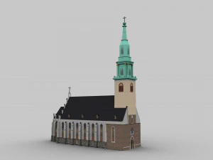 Kirchen-Lowpoly 3D Modell