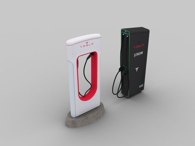 Electric Vehicle Chargers Pack 1 3D Model .c4d .max .obj .3ds .fbx .stl .blend 
