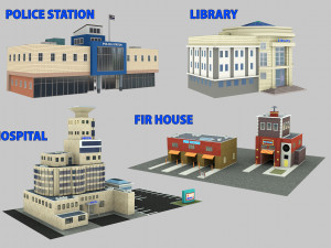 Low Poly Building Pack 4 3D Model