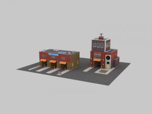 Low Poly Building Pack 4 3D Model