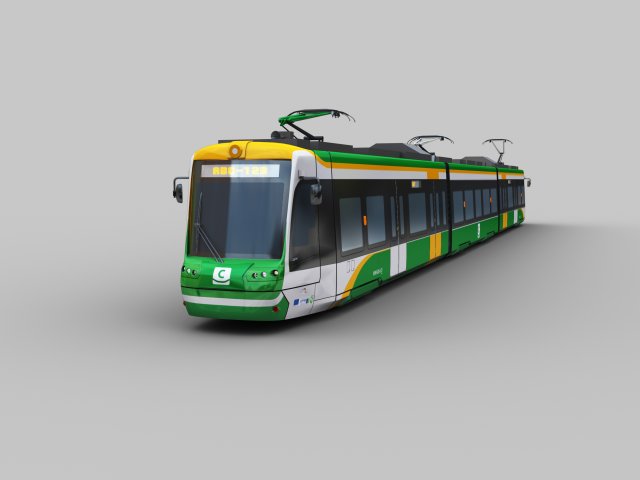 Low Poly Tram 16 3D 模型 .c4d .max .obj .3ds .fbx .stl .blend 