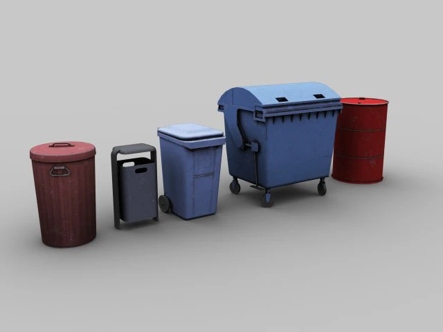 Wastbin Pack 3D Model .c4d .max .obj .3ds .fbx .stl .blend 