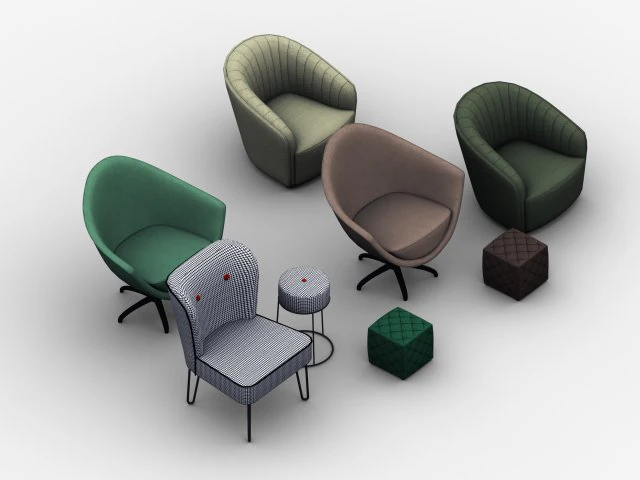Armchair Pack 3D Model .c4d .max .obj .3ds .fbx .stl .blend 