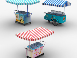 Ice Cream Cart Pack 3D Model