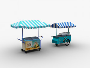 Ice Cream Cart Pack 3D Model