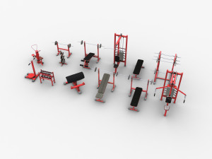 Gym Equipments Lowpoly 3D Model
