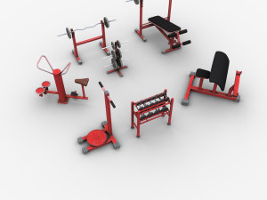 Gym Equipments Lowpoly 3D Model