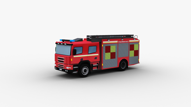 Fire Truck Lowpoly Model 3D .c4d .max .obj .3ds .fbx .stl .blend 
