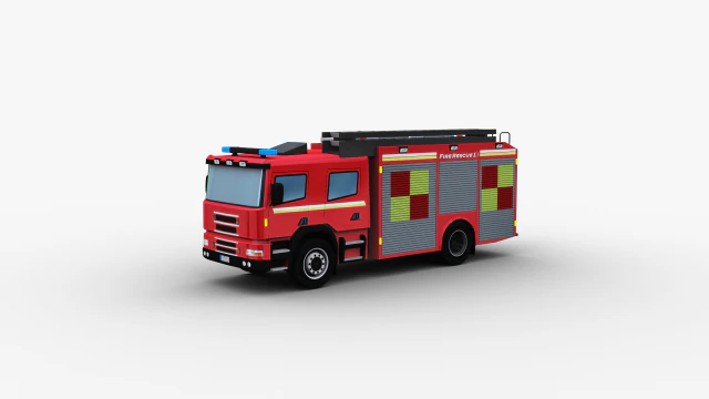 Fire Truck Lowpoly 3D Model .c4d .max .obj .3ds .fbx .stl .blend