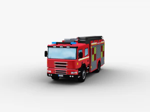 Fire Truck Lowpoly 3D Model