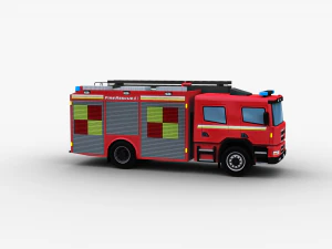 Fire Truck Lowpoly 3D Model