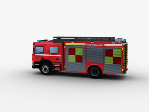 Fire Truck Lowpoly Model 3D