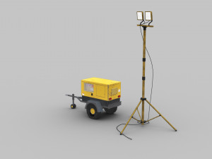 Light Tower and Generator 3D Model