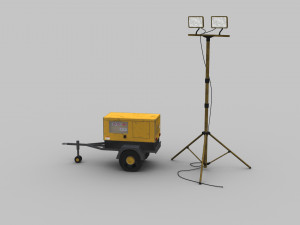 Light Tower and Generator 3D Model