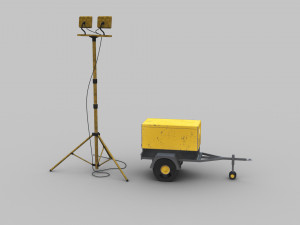 Light Tower and Generator 3D Model