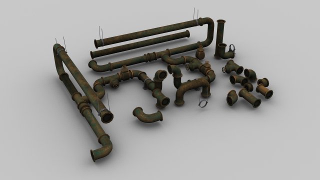 Pipe Set Lowpoly 3D Модель .c4d .max .obj .3ds .fbx .stl .blend 