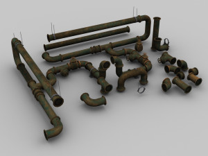 Pipe Set Lowpoly 3D Model