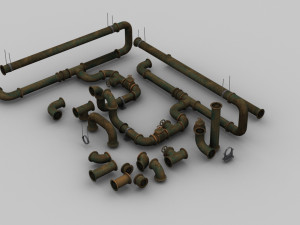 Pipe Set Lowpoly 3D Модель