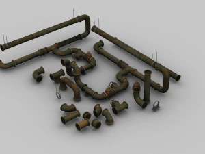 Pipe Set Lowpoly 3D Model