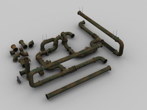 Pipe Set Lowpoly 3D Модель