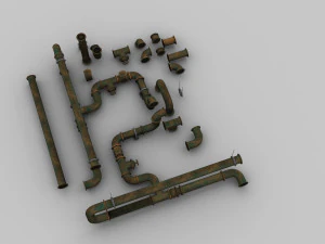 Pipe Set Lowpoly 3D Model