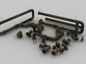 Pipe Set Lowpoly 3D Model