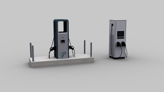 Electric Vehicle Chargers pack 3 3D Model .c4d .max .obj .3ds .fbx .stl .blend 