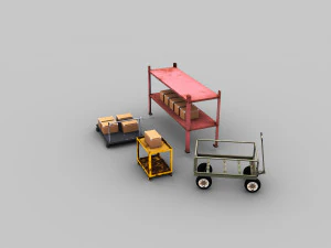 Trolley Cart Lowpoly 3D Model