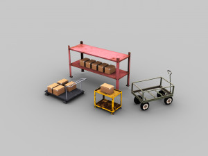 Trolley Cart Lowpoly 3D Model