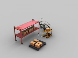 Trolley Cart Lowpoly 3D Model