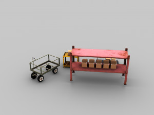 Trolley Cart Lowpoly 3D Model