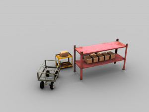 Trolley Cart Lowpoly 3D Model