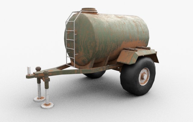 Water tank semi trailer 3D Modell .c4d .max .obj .3ds .fbx .stl .blend 