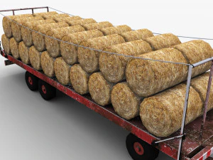 Bale Trailer Lowpoly 3D Model