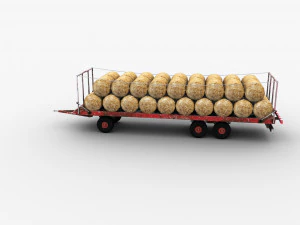 Bale Trailer Lowpoly 3D Model