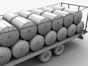 Bale Trailer Lowpoly 3D Model