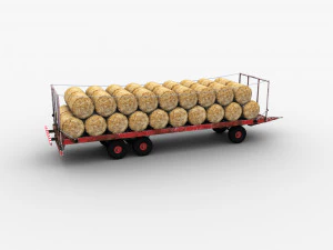 Bale Trailer Lowpoly 3D Model