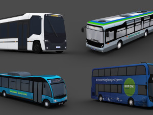 Electric Bus Pack 2 lowpoly 3D मॉडल
